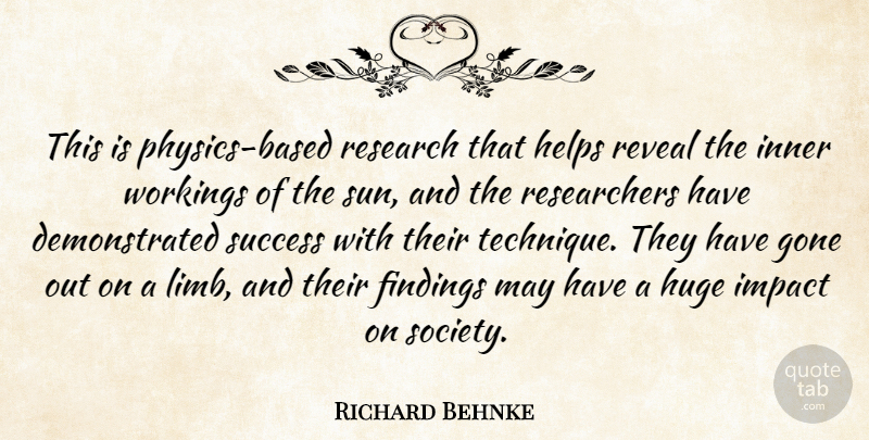 Richard Behnke Quote About Gone, Helps, Huge, Impact, Inner: This Is Physics Based Research...