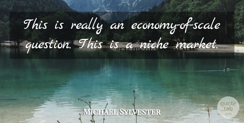 Michael Sylvester Quote About Niche: This Is Really An Economy...
