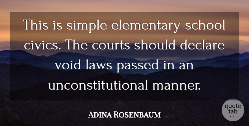 Adina Rosenbaum Quote About Courts, Declare, Laws, Passed, School: This Is Simple Elementary School...