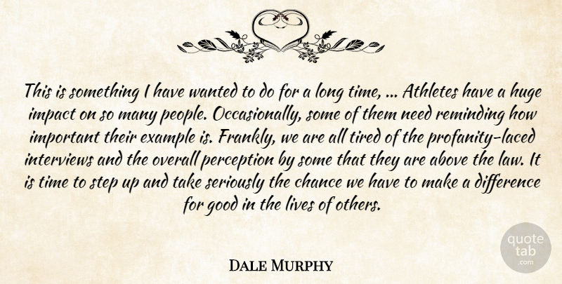 Dale Murphy Quote About Above, Athletes, Chance, Difference, Example: This Is Something I Have...