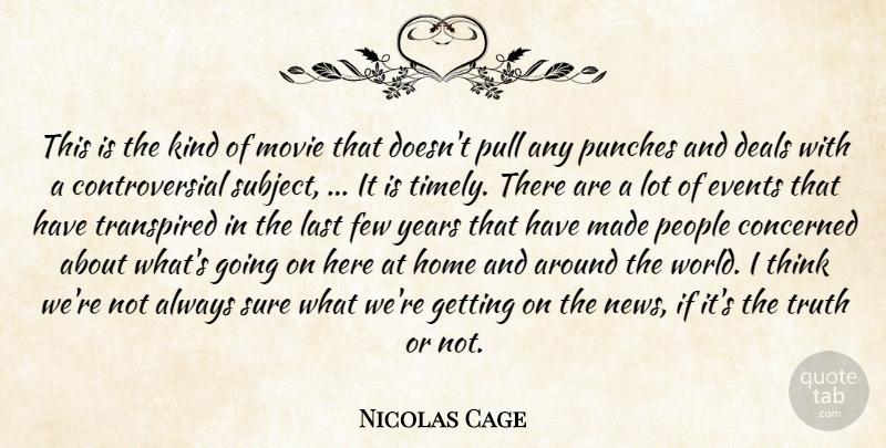 Nicolas Cage Quote About Concerned, Deals, Events, Few, Home: This Is The Kind Of...