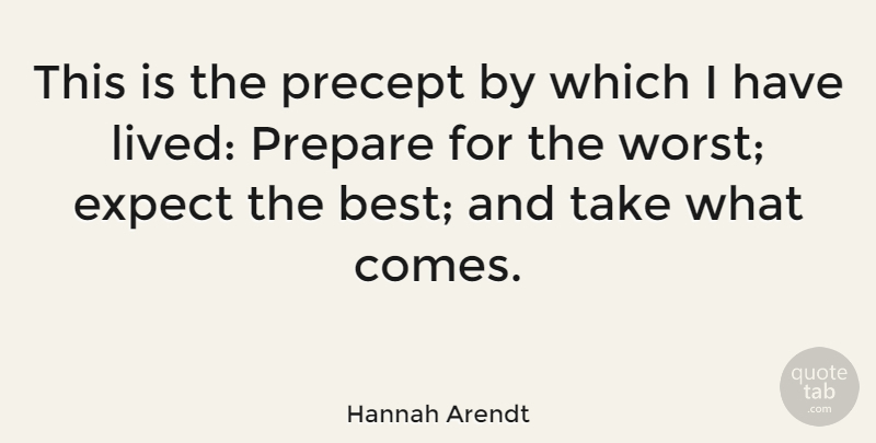 Hannah Arendt Quote About Inspirational, Worry, Classic: This Is The Precept By...