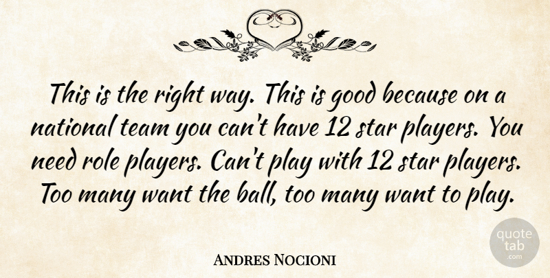 Andres Nocioni Quote About Good, National, Role, Star, Team: This Is The Right Way...