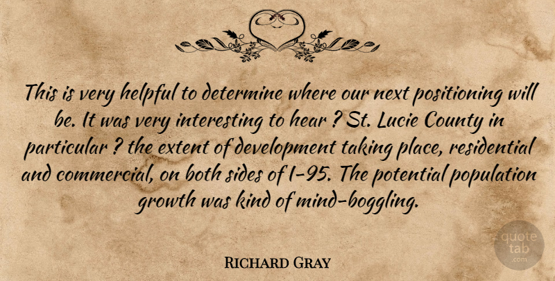 Richard Gray Quote About Both, County, Determine, Extent, Growth: This Is Very Helpful To...