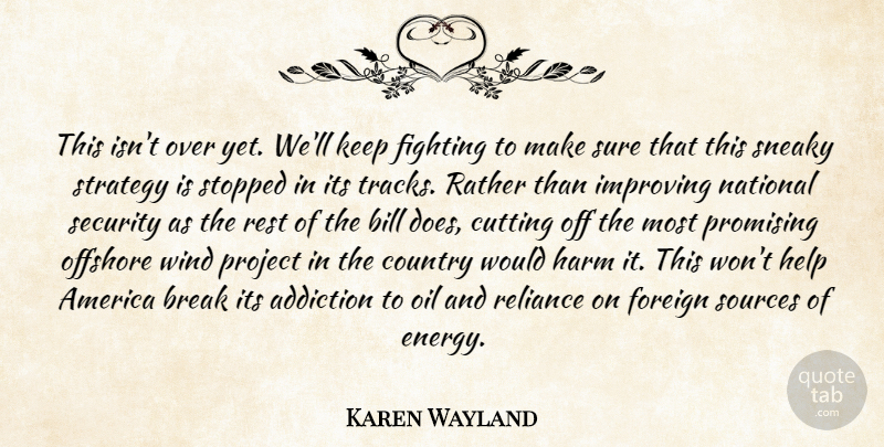 Karen Wayland Quote About Addiction, America, Bill, Break, Country: This Isnt Over Yet Well...