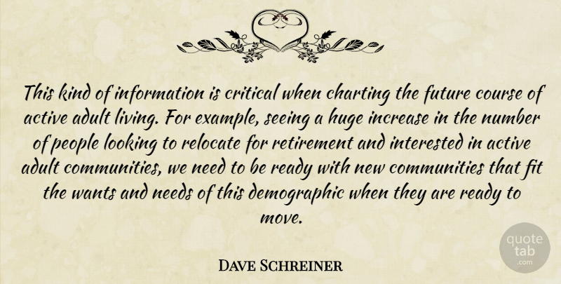 Dave Schreiner Quote About Active, Adult, Charting, Course, Critical: This Kind Of Information Is...