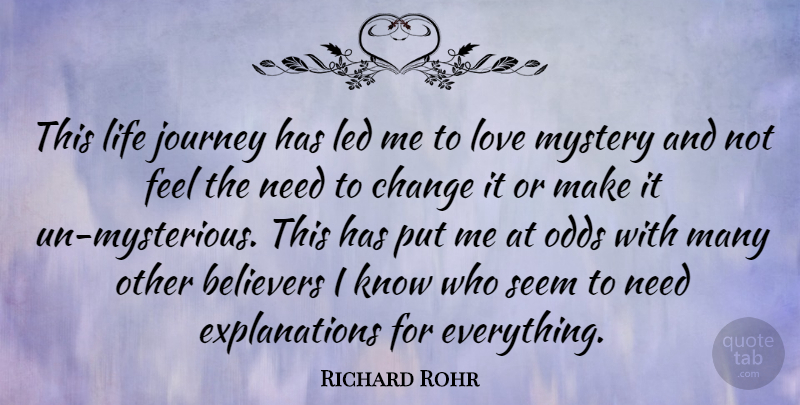 Richard Rohr Quote About Believers, Change, Journey, Led, Life: This Life Journey Has Led...