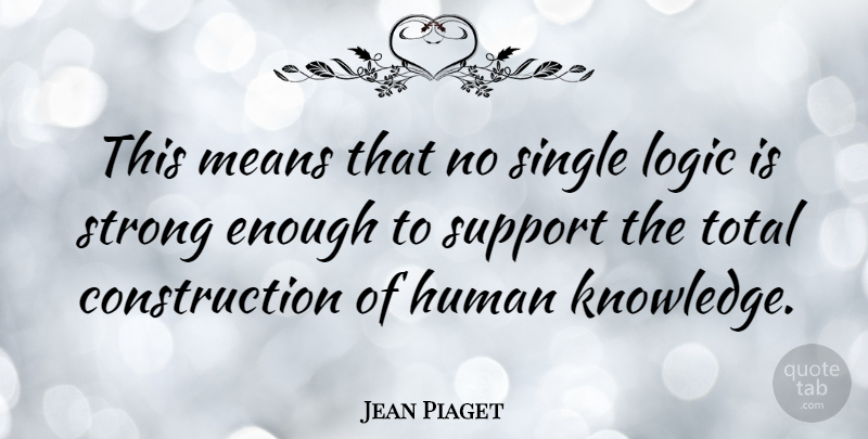 Jean Piaget Quote About Strong, Mean, Support: This Means That No Single...
