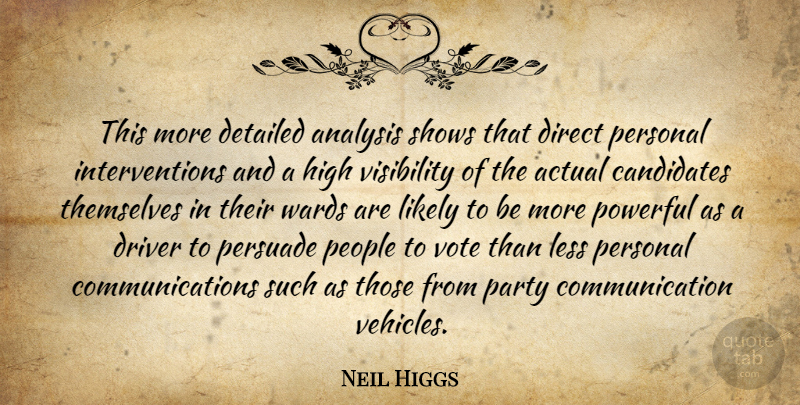 Neil Higgs Quote About Actual, Analysis, Candidates, Communication, Detailed: This More Detailed Analysis Shows...