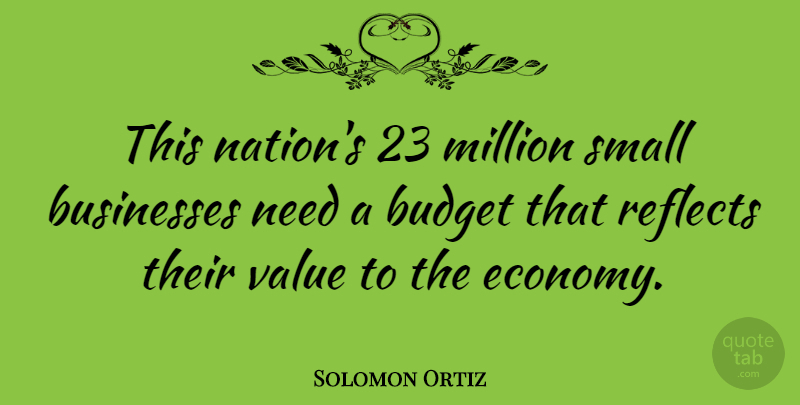 Solomon Ortiz Quote About Needs, Small Business, Economy: This Nations 23 Million Small...