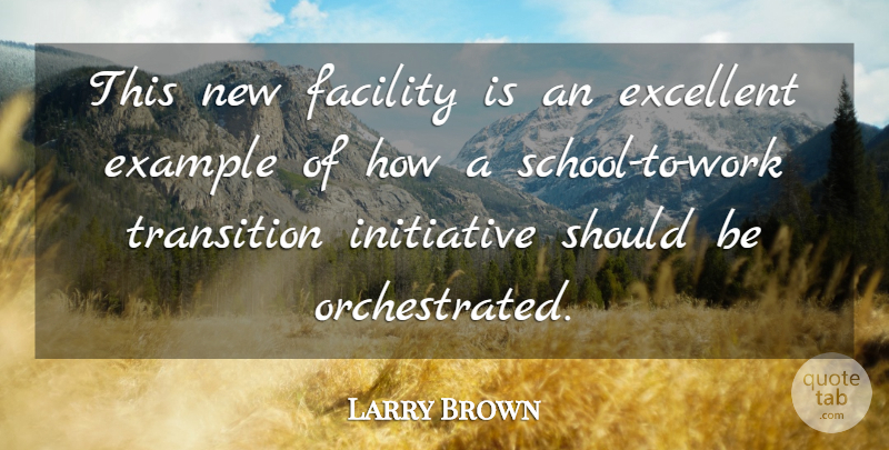 Larry Brown Quote About Example, Excellent, Facility, Initiative, Transition: This New Facility Is An...