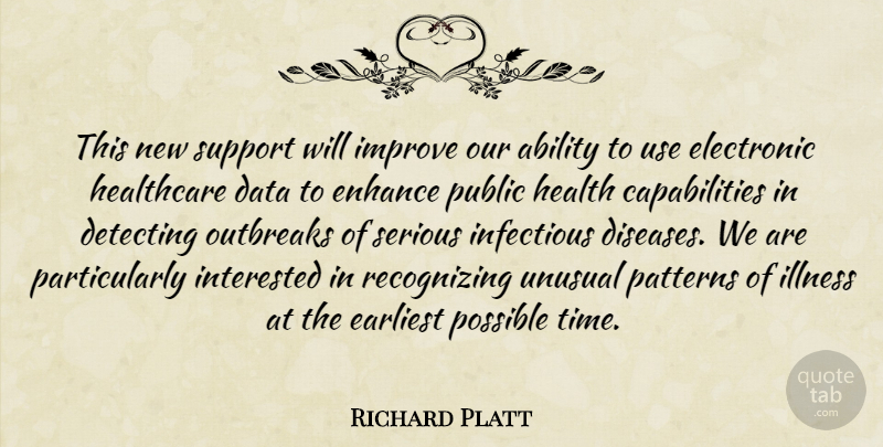 Richard Platt Quote About Ability, Data, Earliest, Electronic, Enhance: This New Support Will Improve...