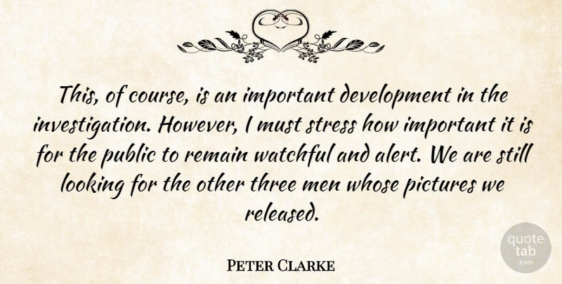 Peter Clarke Quote About Looking, Men, Pictures, Public, Remain: This Of Course Is An...
