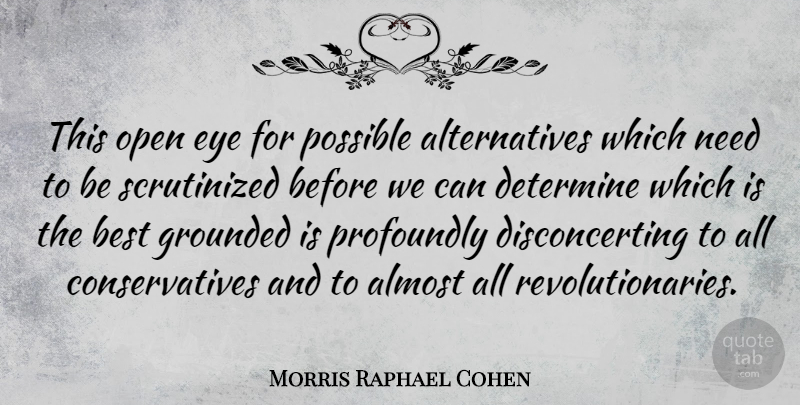 Morris Raphael Cohen Quote About Almost, Best, Determine, Grounded, Possible: This Open Eye For Possible...