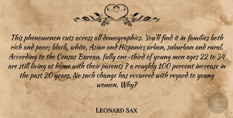 Leonard Sax Quote About According, Across, Ages, Asian, Both: This Phenomenon Cuts Across All...