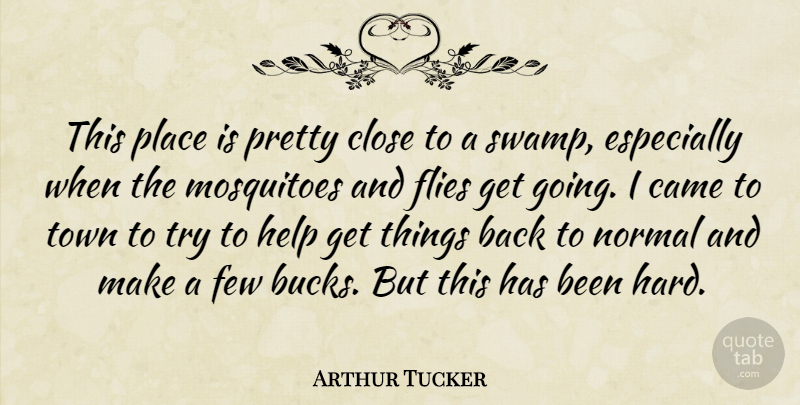 Arthur Tucker Quote About Came, Close, Few, Flies, Help: This Place Is Pretty Close...