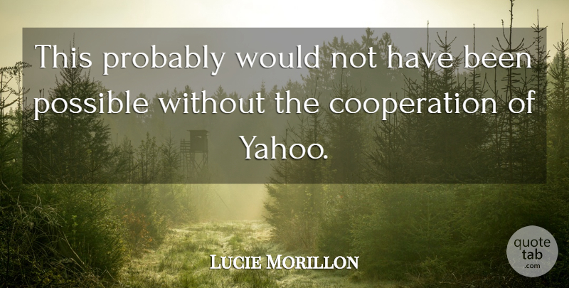 Lucie Morillon Quote About Cooperation, Possible: This Probably Would Not Have...