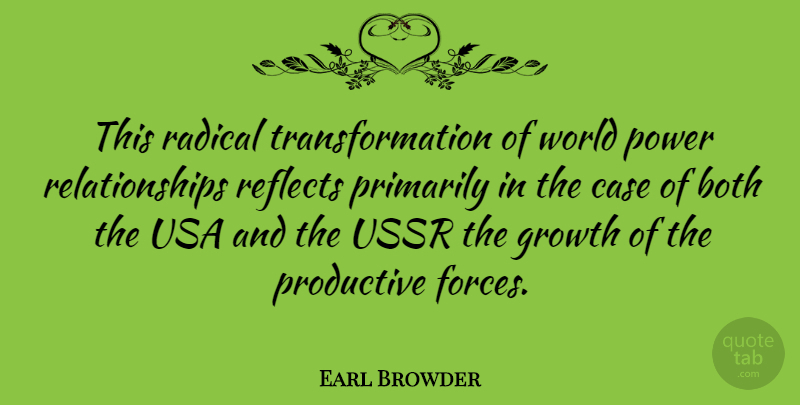 Earl Browder Quote About Usa, Growth, World: This Radical Transformation Of World...