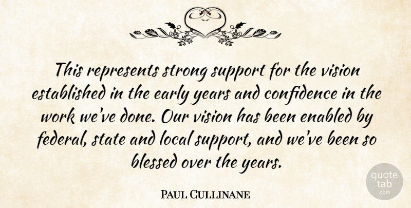 Paul Cullinane Quote About Blessed, Confidence, Early, Local, Represents: This Represents Strong Support For...
