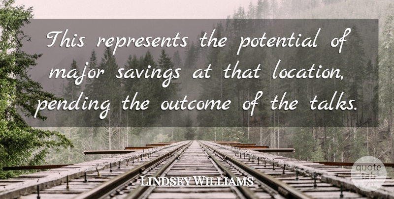 Lindsey Williams Quote About Major, Outcome, Potential, Represents, Savings: This Represents The Potential Of...