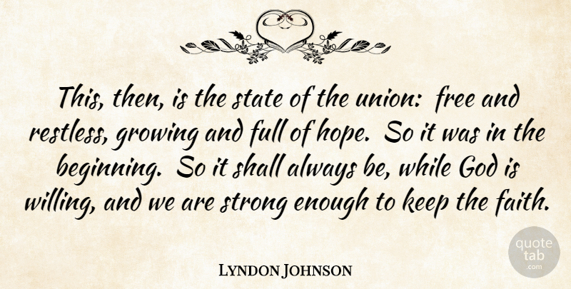 Lyndon Johnson Quote About Free, Full, God, Growing, Shall: This Then Is The State...
