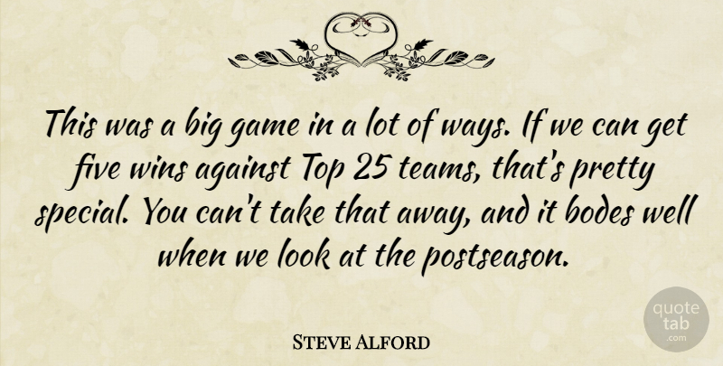Steve Alford Quote About Against, Five, Game, Top, Wins: This Was A Big Game...