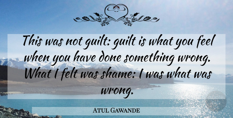 Atul Gawande Quote About Guilt, Done, Shame: This Was Not Guilt Guilt...