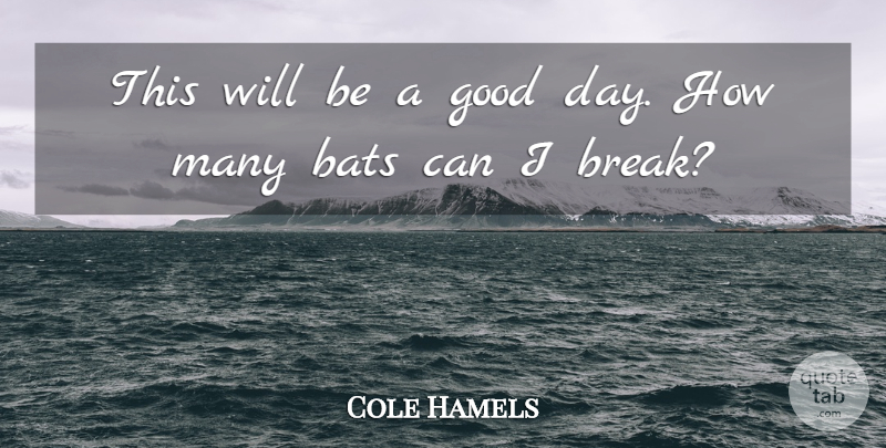 Cole Hamels Quote About Bats, Good: This Will Be A Good...