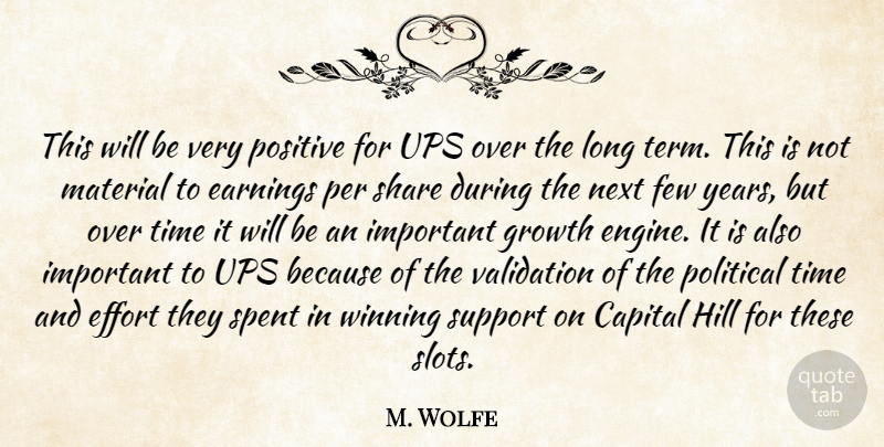 M. Wolfe Quote About Capital, Earnings, Effort, Few, Growth: This Will Be Very Positive...