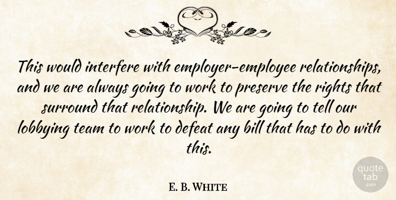 E. B. White Quote About Bill, Defeat, Interfere, Preserve, Rights: This Would Interfere With Employer...