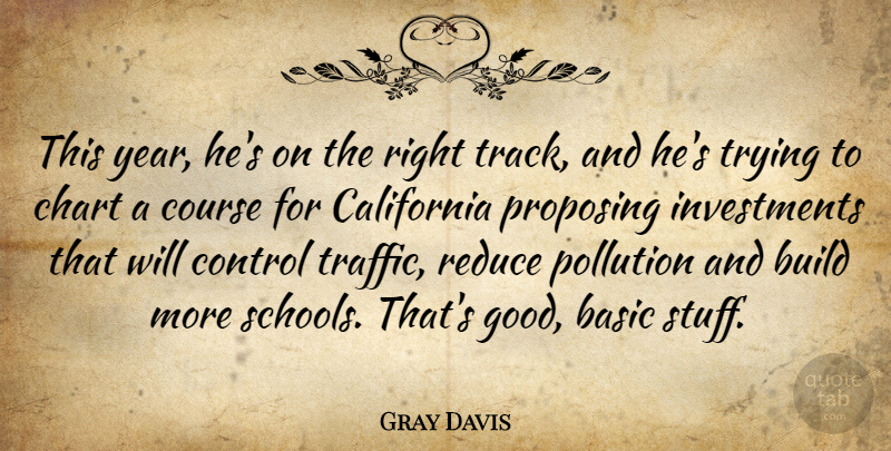Gray Davis Quote About Basic, Build, California, Chart, Control: This Year Hes On The...