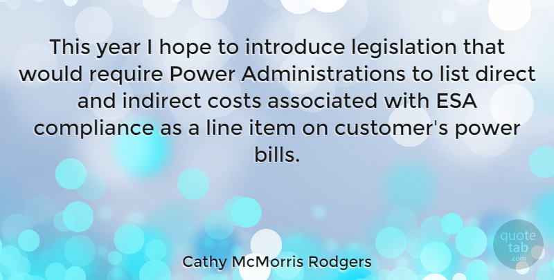 Cathy McMorris Rodgers Quote About Years, Cost, Lines: This Year I Hope To...