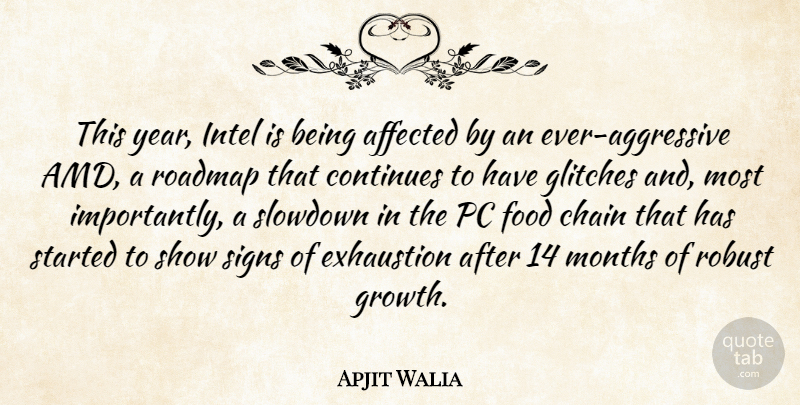 Apjit Walia Quote About Affected, Chain, Continues, Exhaustion, Food: This Year Intel Is Being...