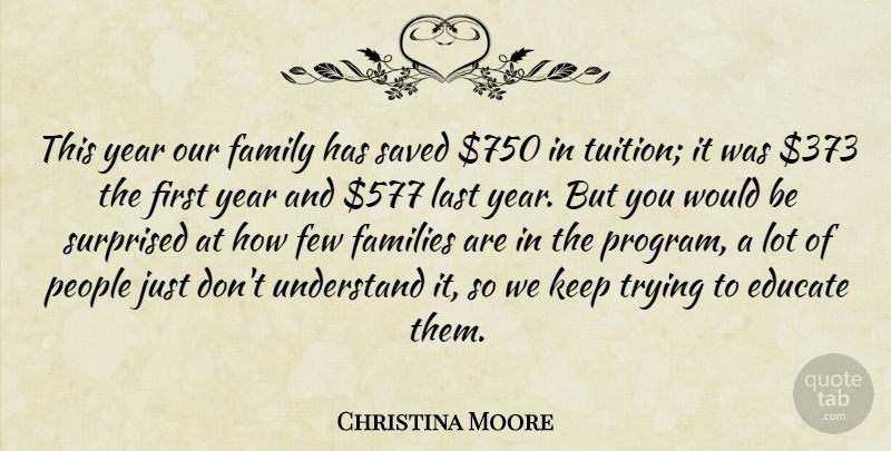 Christina Moore Quote About Educate, Families, Family, Few, Last: This Year Our Family Has...
