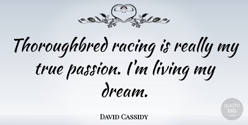 David Cassidy Quote About Dream, Passion, Racing: Thoroughbred Racing Is Really My...
