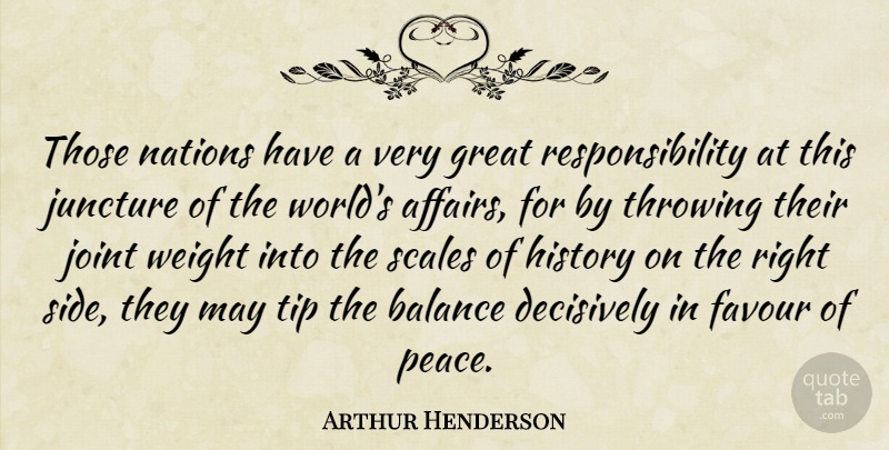 Arthur Henderson Quote About Balance, Favour, Great, History, Joint: Those Nations Have A Very...