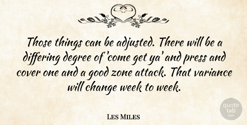 Les Miles Quote About Change, Cover, Degree, Good, Press: Those Things Can Be Adjusted...