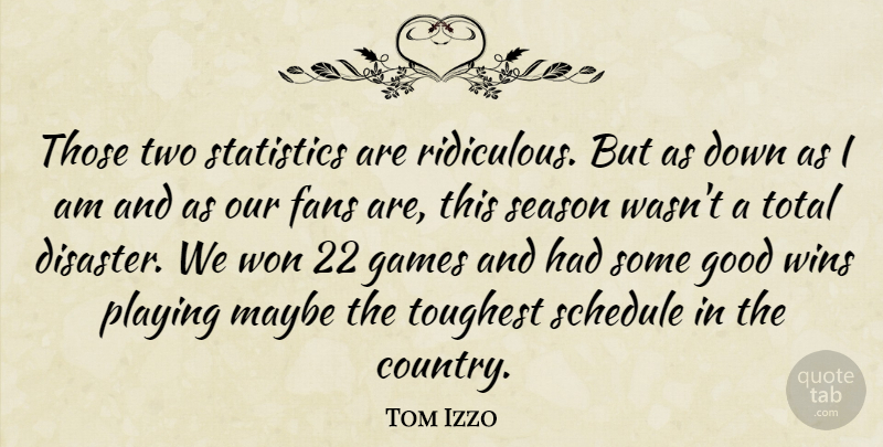 Tom Izzo Quote About Fans, Games, Good, Maybe, Playing: Those Two Statistics Are Ridiculous...