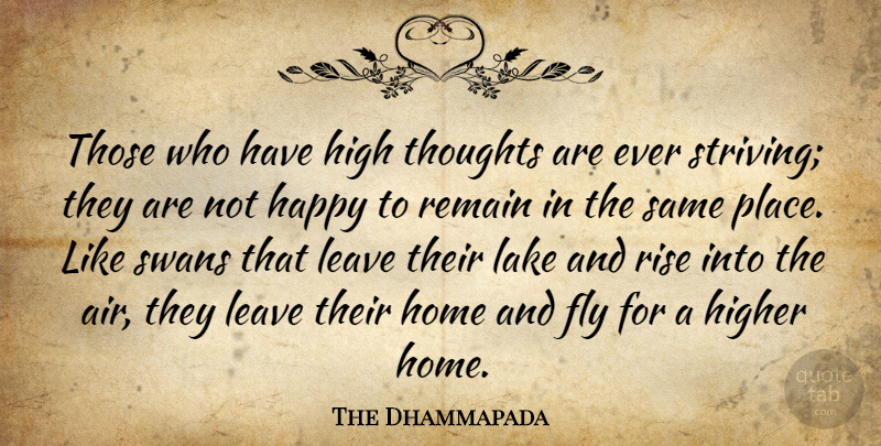 The Dhammapada Quote About Fly, Growth, Happiness, Happy, High: Those Who Have High Thoughts...