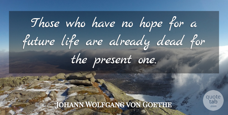 Johann Wolfgang von Goethe Quote About Hope, No Hope, Future Life: Those Who Have No Hope...