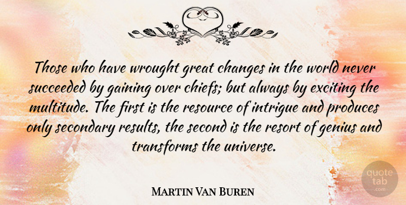 Martin Van Buren Quote About Genius, World, Firsts: Those Who Have Wrought Great...