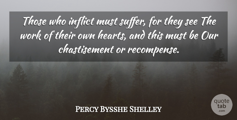 Percy Bysshe Shelley Quote About Work, Heart, Suffering: Those Who Inflict Must Suffer...