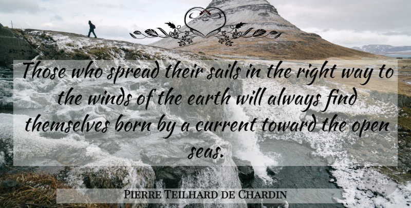 Pierre Teilhard de Chardin Quote About Opportunity, Wind, Sea: Those Who Spread Their Sails...