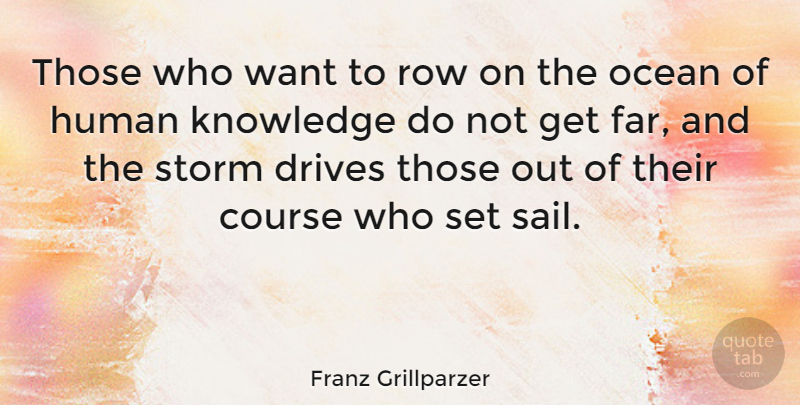 Franz Grillparzer Quote About Ocean, Sailing, Storm: Those Who Want To Row...