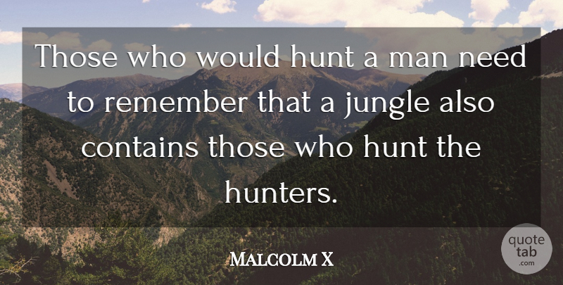 Malcolm X Quote About Men, Hunters, Needs: Those Who Would Hunt A...