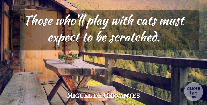 Miguel de Cervantes Quote About Cat, Play, Expectations: Those Wholl Play With Cats...