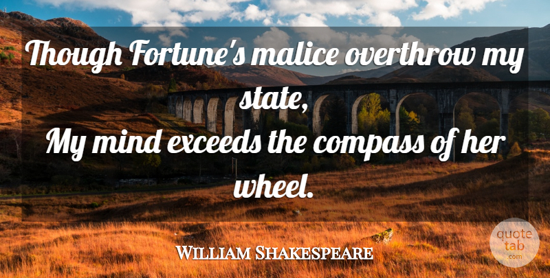 William Shakespeare Quote About Mind, Wheels, Compass: Though Fortunes Malice Overthrow My...