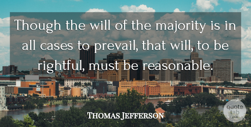Thomas Jefferson Quote About Majority Rule, Tyranny Of The Majority, Minorities: Though The Will Of The...