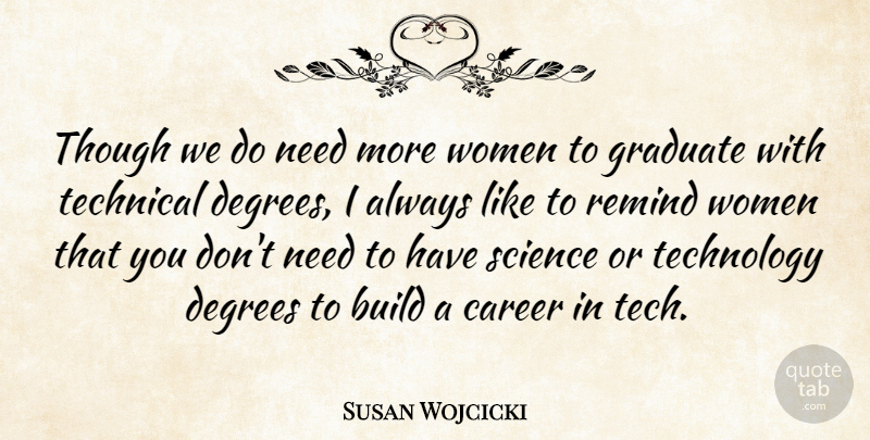 Susan Wojcicki Quote About Technology, Careers, Degrees: Though We Do Need More...