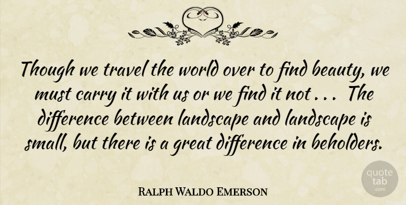Ralph Waldo Emerson Quote About Differences, Vision, World: Though We Travel The World...